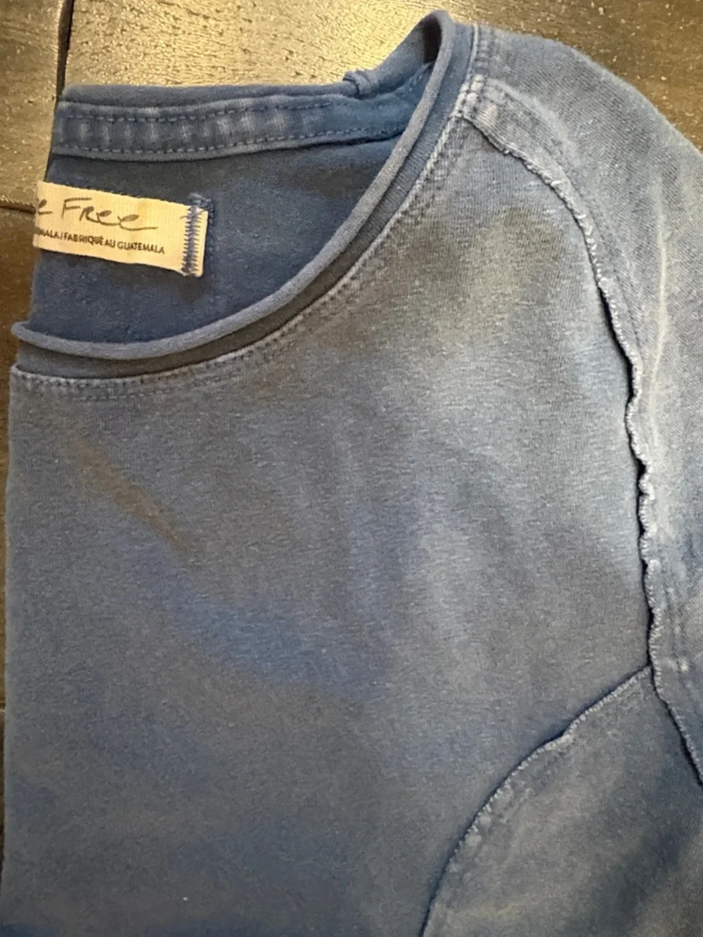 We The Free Faded Denim Vintage Look Blue Short Sleeve Corset Shirt Size Large - Picture 5 of 5